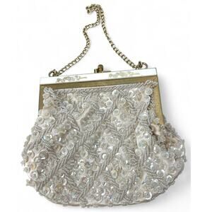 VINTAGE Bag Purse Clutch 1950s/60s  vintage seed bead sequin Evening pearl